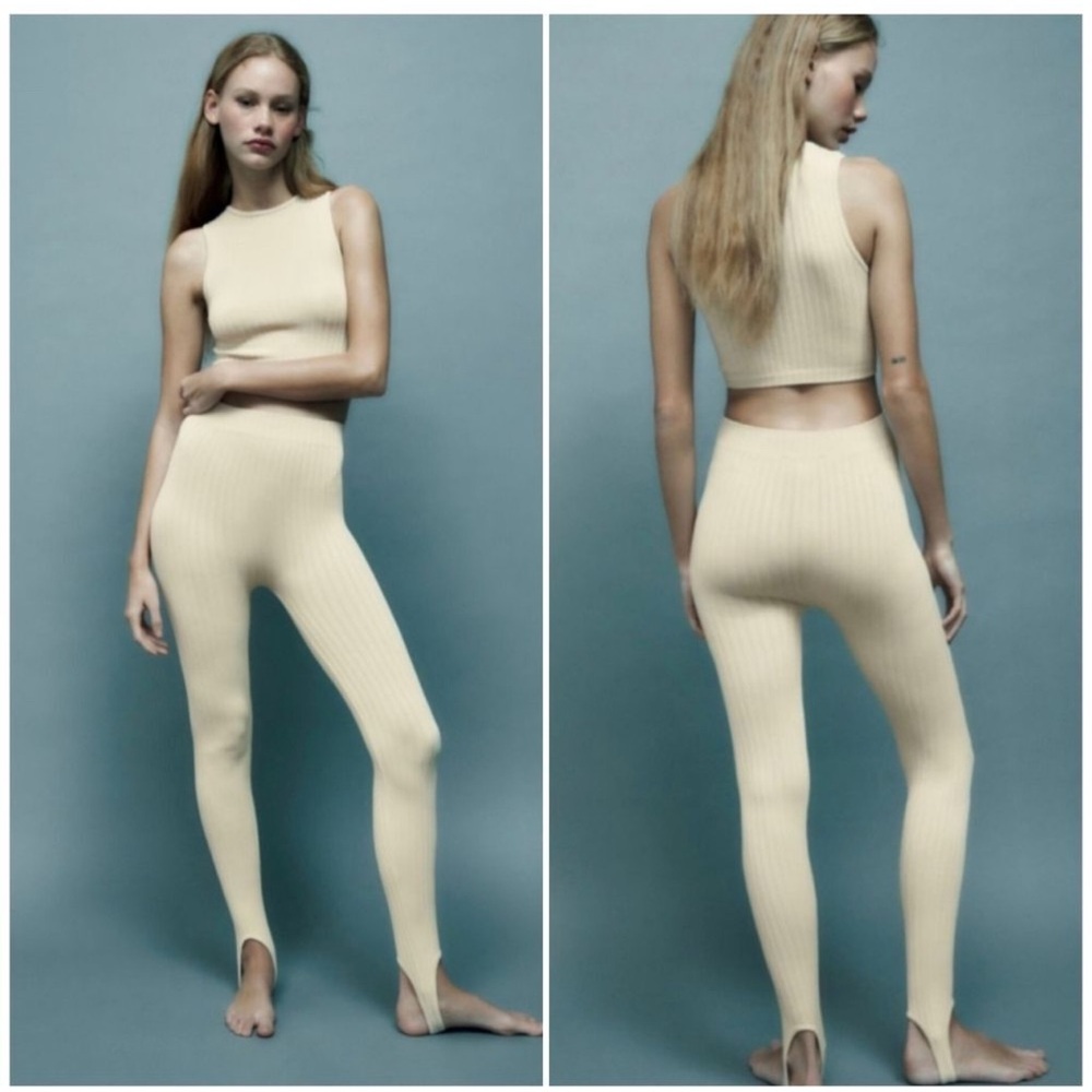BOGO Zara Women’s Cream Ribbed Knit Stirrups, Size M/L
